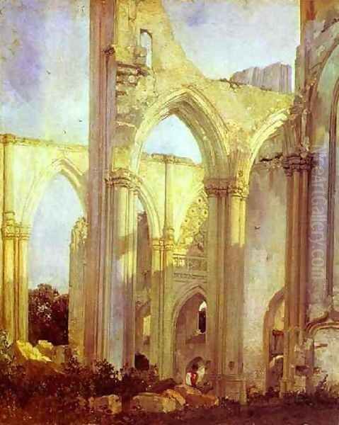 Abbey Of St Berlin, St Omer, France Oil Painting by Richard Parkes Bonington