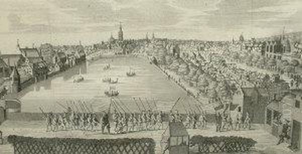 Flemish -- 'afbeelding Van's Graven-hage, Zoo Alsdezelve...'; Engraving, 29x52cm Oil Painting by Gerrit Van Giessen