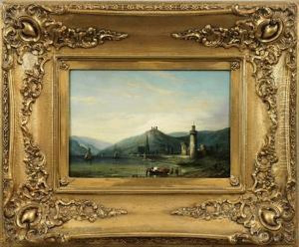 Vue De Oberwesel Rhin Oil Painting by Jacques Van Gingelen