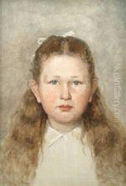 Portrait Ofthe Artist's Daughter, Eliza Oil Painting by Edward Van Goethem