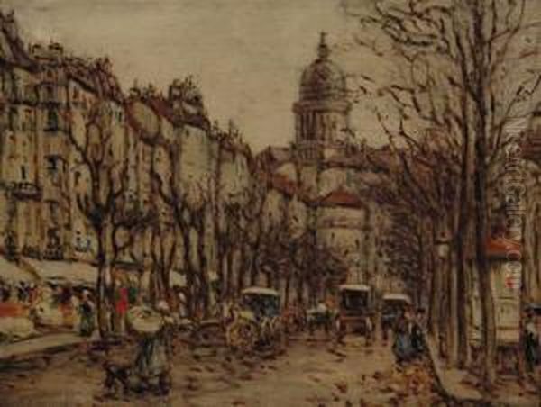 Paris Street Scene Oil Painting by Luther Emerson Van Gorder