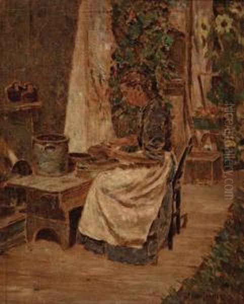 Preparing The Meal Oil Painting by Luther Emerson Van Gorder