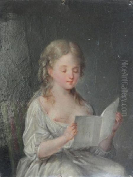 Jeune Fille Lisant Une Lettre Oil Painting by Henri Nicolas Van Gorp