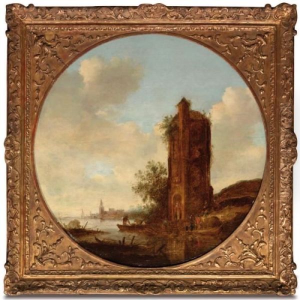 Paysage A La Tour A L'entree D'un Estuaire Oil Painting by Jan van Goyen