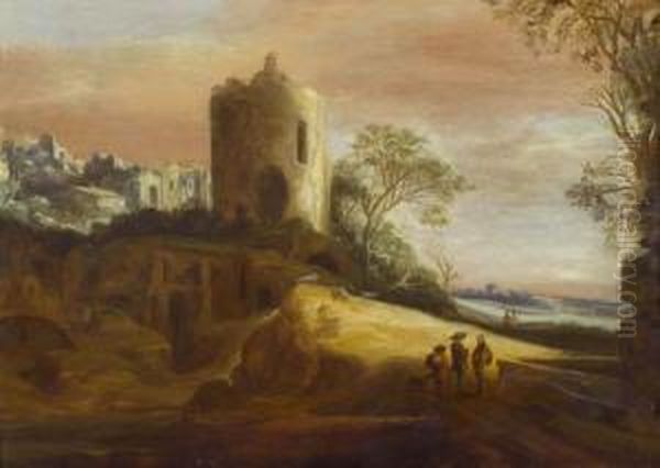 Phantastische Ruinenlandschaft. Oil Painting by Pieter Anthonisz. van Groenewegen