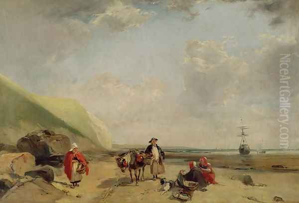 Fisherfolk on the Normandy Coast 1827 Oil Painting by Richard Parkes Bonington