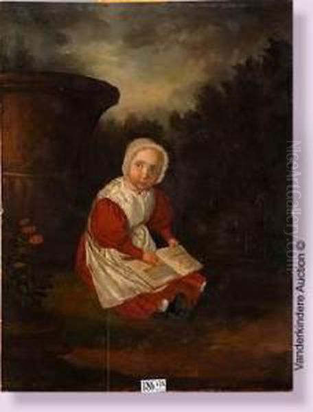 Portrait D'un Bebe Dans Un Parc Oil Painting by Jan Hendrich Van Grootvelt