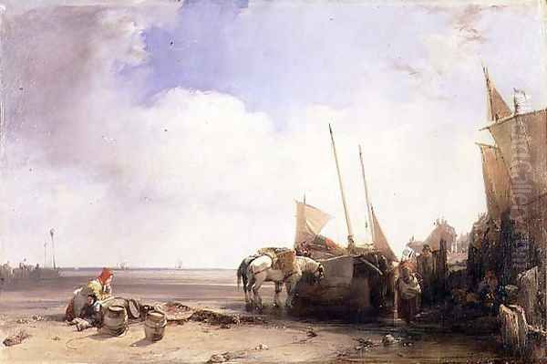 Coastal Scene in Picardy c.1826 Oil Painting by Richard Parkes Bonington