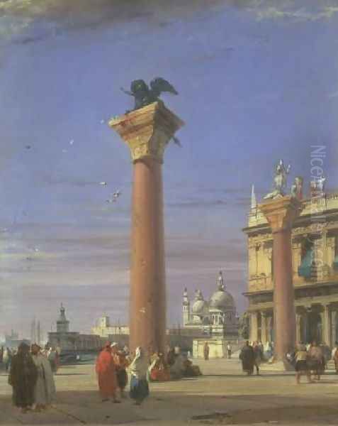 View Of The Piazzetta Near The Square Of St Mark Venice Oil Painting by Richard Parkes Bonington