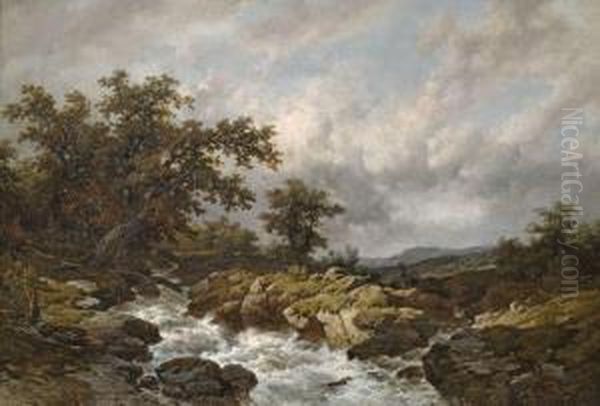 Flusslandschaft Bei Aufkommendem Unwetter Oil Painting by Remigius Adriannus van Haanen