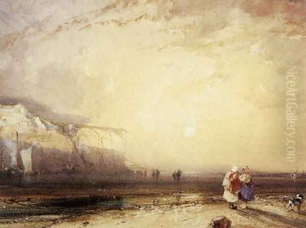 Sunset In The Pays De Caux 1828 Oil Painting by Richard Parkes Bonington