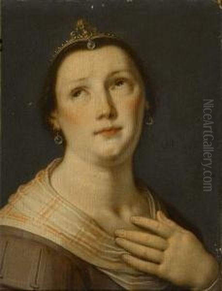  Portrait De Femme En Buste  Oil Painting by Cornelis Cornelisz Van Haarlem