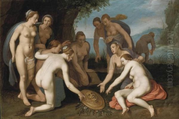 Perseus Washing His Hands Oil Painting by Cornelis Cornelisz Van Haarlem