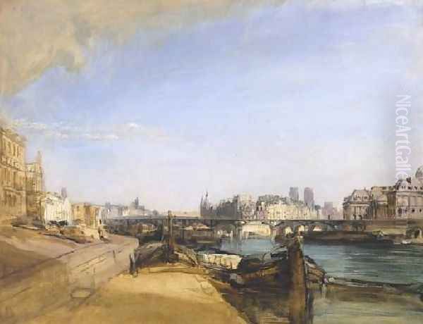 The Pont Des Arts Paris Oil Painting by Richard Parkes Bonington