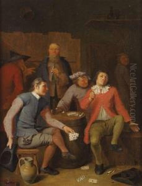 Joueurs De Cartes Dans Une Taverne Oil Painting by Nicolaes Van Haften