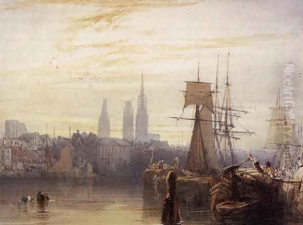 Rouen 1825 Oil Painting by Richard Parkes Bonington