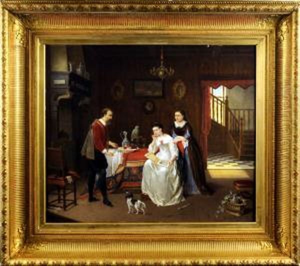 Scene D'interieur Oil Painting by Alexis van Hamme