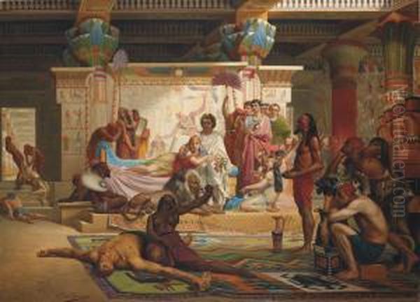 Anthony And Cleopatra Overseeing The Execution Of The Conspirators Oil Painting by Antoine Van Hammee