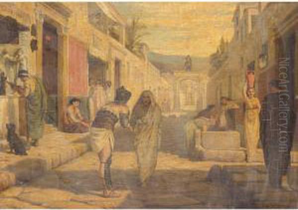 Roman Street Scene Oil Painting by Antoine Van Hammee