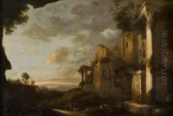 Ruines Antiques Dans Un Paysage Oil Painting by Petrus Van Hattich