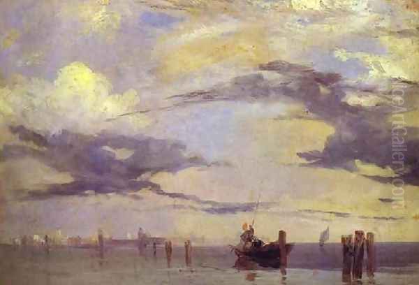 View Of The Lagoon Near Venice Oil Painting by Richard Parkes Bonington