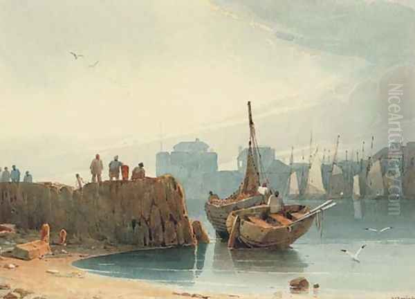 The harbour, Le Havre Oil Painting by Richard Parkes Bonington