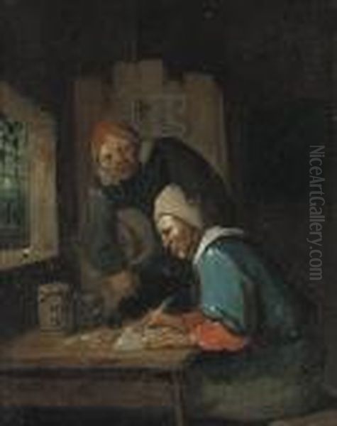 The Money Lender Oil Painting by Egbert Ii Van Heemskerck