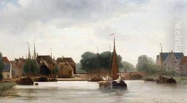 View Of Alblasserdam Oil Painting by Jacob Eduard Van Heemskerck Van Beest