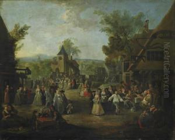 A Town Kermesse Oil Painting by Egbert Jaspersz. van, the Elder Heemskerck