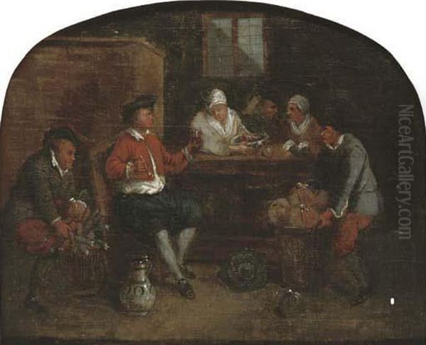 Peasants Smoking And Drinking In An Interior Oil Painting by Egbert Jaspersz. van, the Elder Heemskerck