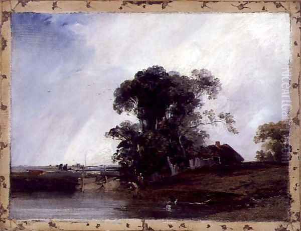 Landscape with a Pond, c.1825-26 Oil Painting by Richard Parkes Bonington