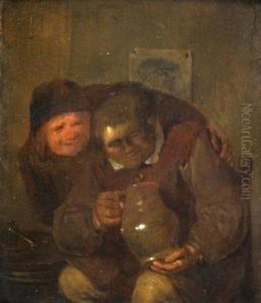 Deux Buveurs Oil Painting by Egbert Van Heemskerk Le Vieux