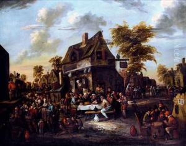 Fete Villageoise Oil Painting by Egbert Van Heemskerk Le Vieux