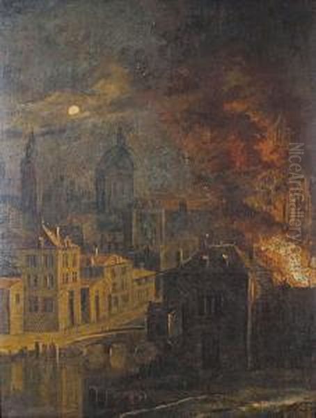 L'incendie Oil Painting by Daniel van Heil