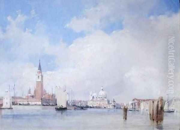 View in Venice with San Giorgio Maggiore Oil Painting by Richard Parkes Bonington