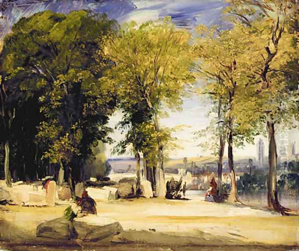 View near Rouen ca 1825 Oil Painting by Richard Parkes Bonington