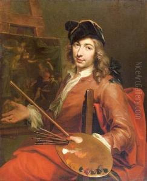 Autoportrait Du Peintre A La Palette Oil Painting by Zeger Jacob Van Helmont