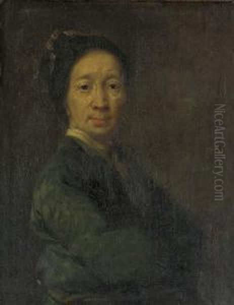 Portrait Of The Artist, Half-length, In A Green Coat Oil Painting by Zeger Jacob Van Helmont