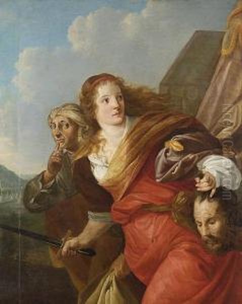 Judith With The Head Of Holofernes Oil Painting by Nicolaes Stocade Van Helt