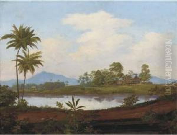 A View In West Java Oil Painting by Jacob Dirk Van Herwerden