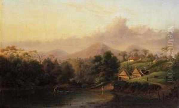 Solo Rivier Res. Marlioen (?), Java Oil Painting by Jacob Dirk Van Herwerden