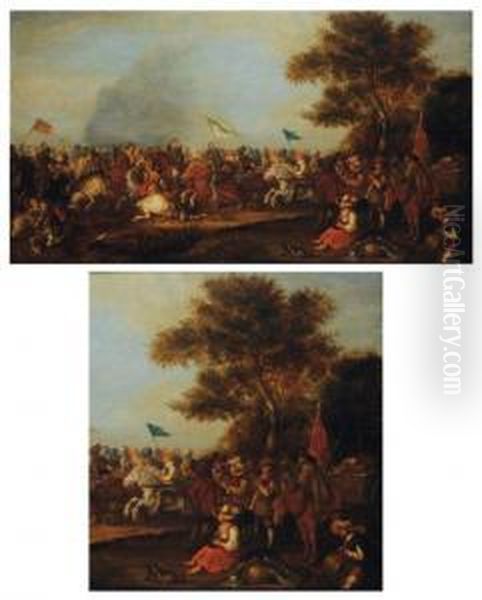 Charge De Cavaliers Oil Painting by Pauwels Van Hilegaert