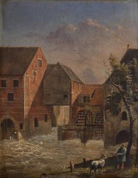 The Water-mill Oil Painting by Van Hoey Joseph Ignace