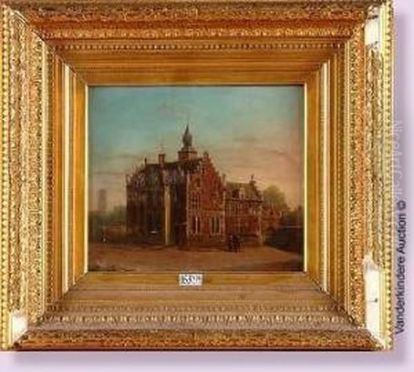 Cour De Chateau Animee Oil Painting by Van Hoey Joseph Ignace