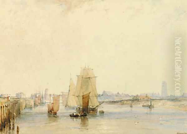 The harbour at Dunkerque Oil Painting by Richard Parkes Bonington