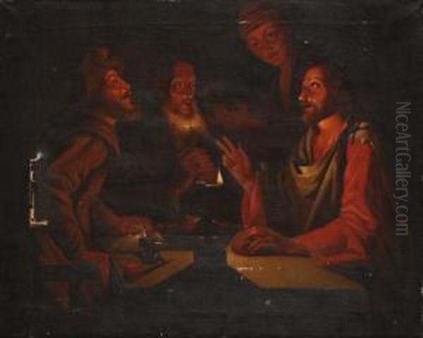 Figures Bycandlelight Oil Painting by Gerrit Van Honthorst