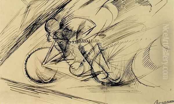 Dynamism of a Cyclist, 1913 Oil Painting by Umberto Boccioni