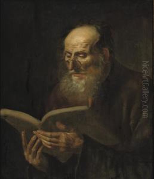 A Bearded Man Reading Oil Painting by Dirk Van Hoogstraten