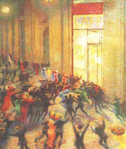 Riot at the Gallery (Rissa in galleria) Oil Painting by Umberto Boccioni