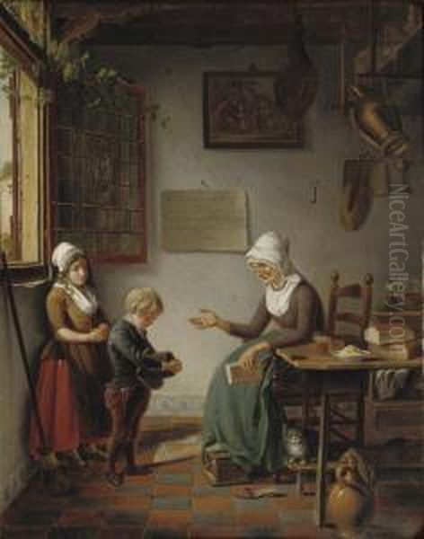 A Shameful Moment Oil Painting by Johanus Petrus Van Horstok